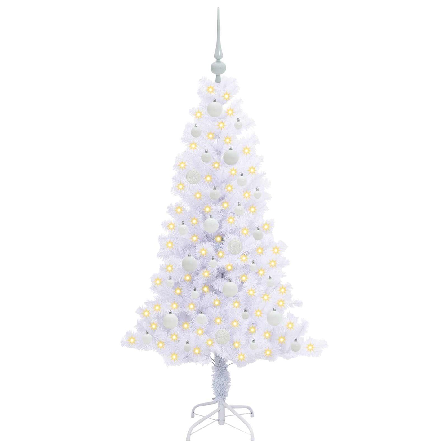 vidaXL Künstlicher Weihnachtsbaum Weiß 150 cm PVC und Stahl