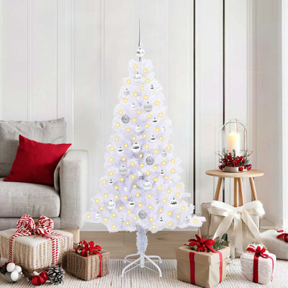 vidaXL Künstlicher Weihnachtsbaum Weiß 150 cm PVC und Stahl
