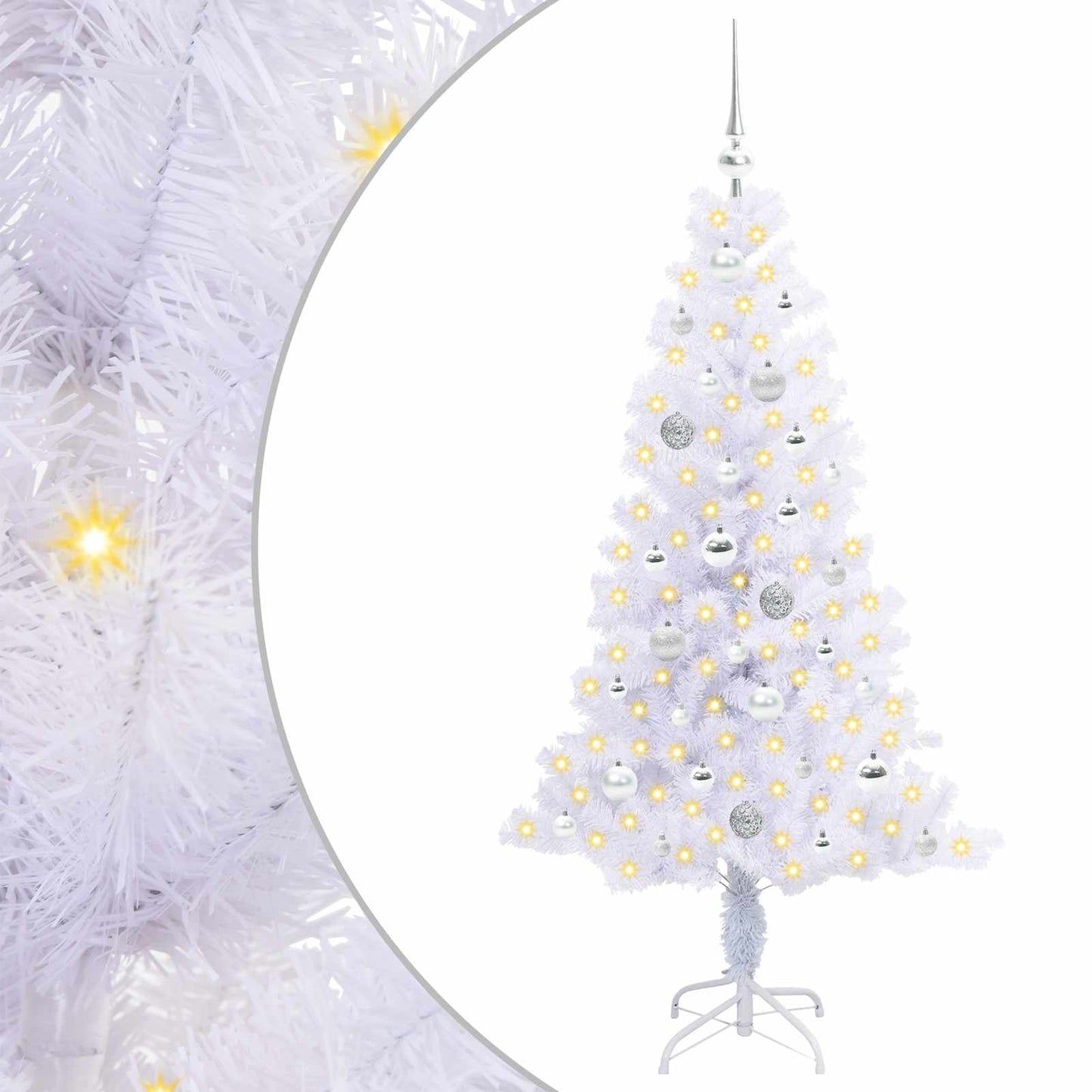 vidaXL Künstlicher Weihnachtsbaum Weiß 150 cm PVC und Stahl
