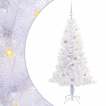 vidaXL Künstlicher Weihnachtsbaum Weiß 150 cm PVC und Stahl