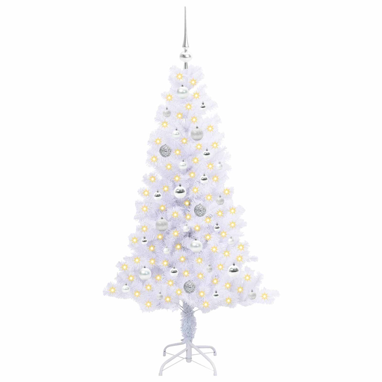 vidaXL Künstlicher Weihnachtsbaum Weiß 150 cm PVC und Stahl