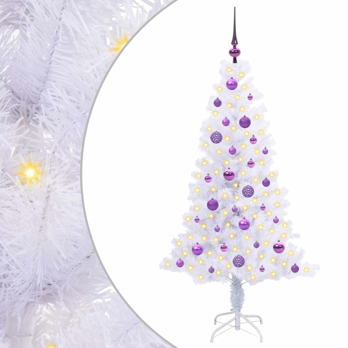 vidaXL Künstlicher Weihnachtsbaum Weiß 150 cm PVC und Stahl