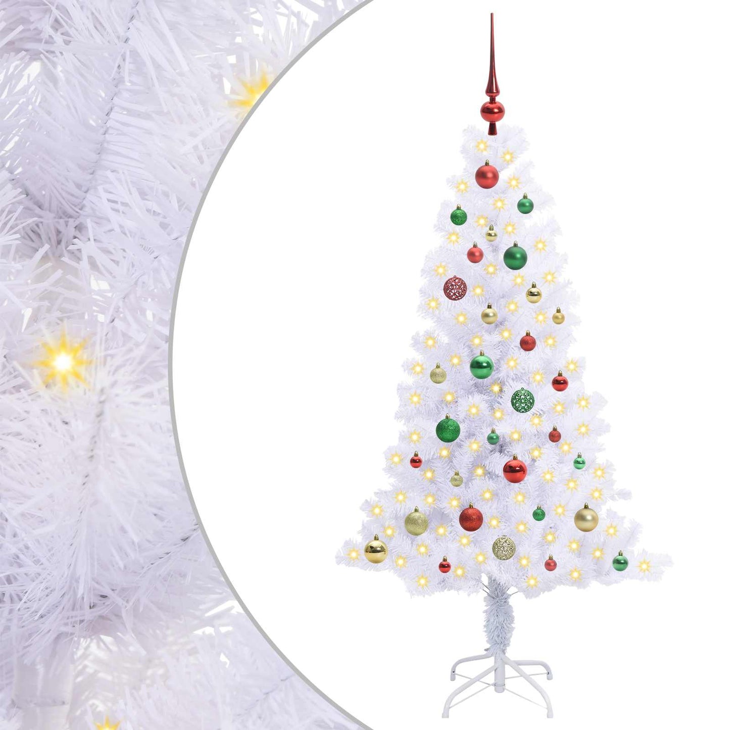 vidaXL Künstlicher Weihnachtsbaum Weiß 150 cm PVC und Stahl