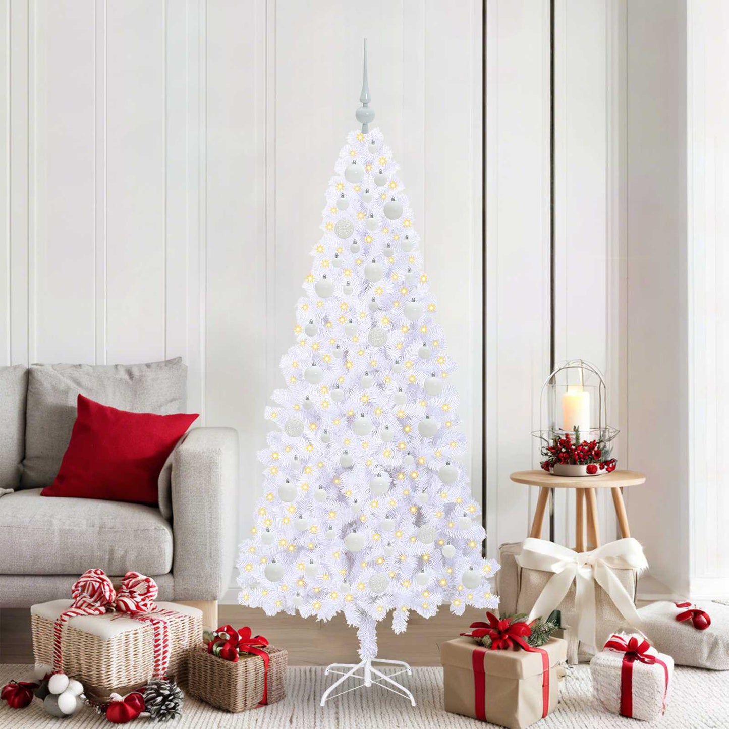 vidaXL Künstlicher Weihnachtsbaum Weiß 180 cm PVC und Stahl