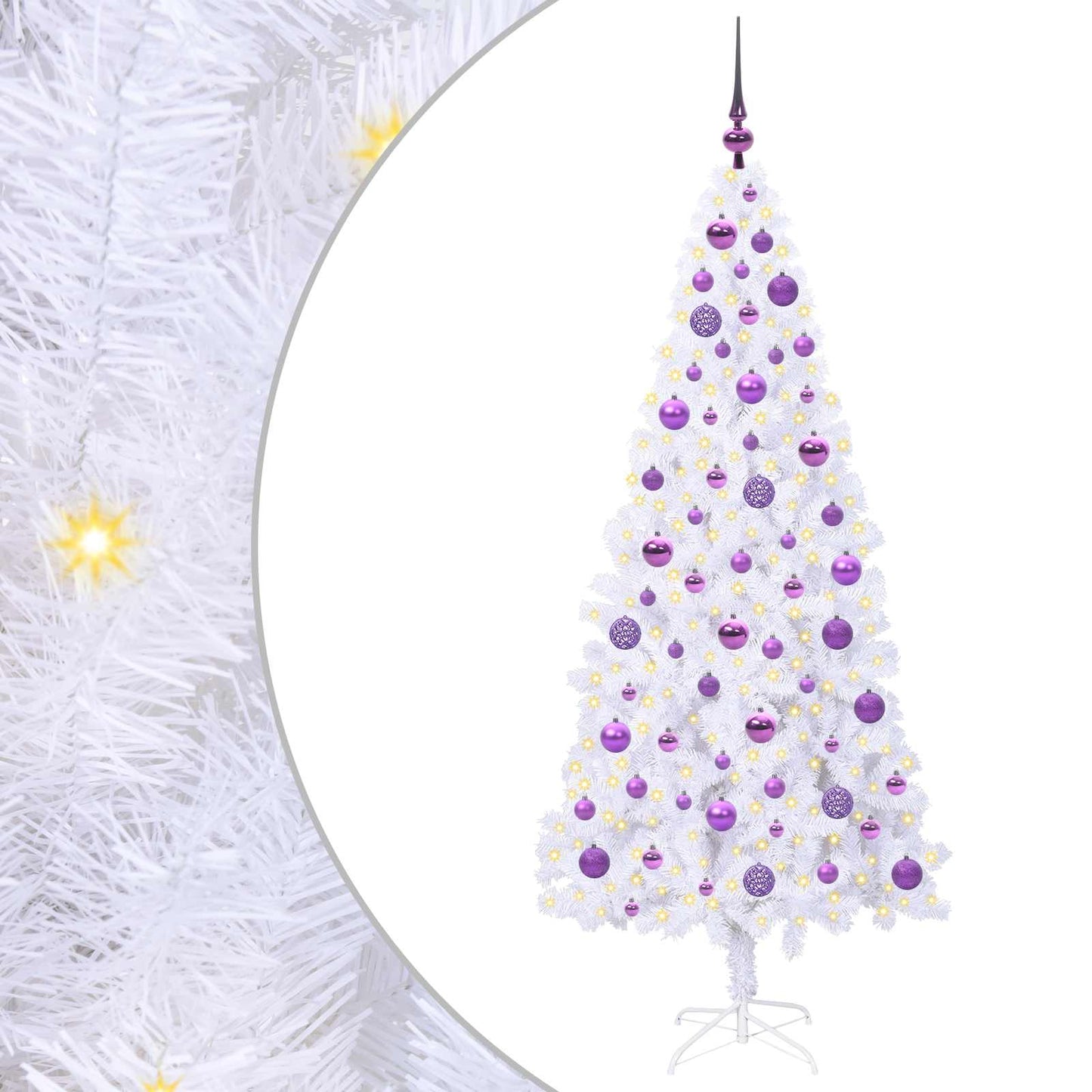 vidaXL Künstlicher Weihnachtsbaum Weiß 180 cm PVC und Stahl