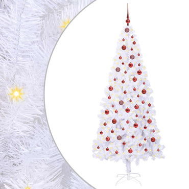 vidaXL Künstlicher Weihnachtsbaum Weiß 210 cm PVC und Stahl