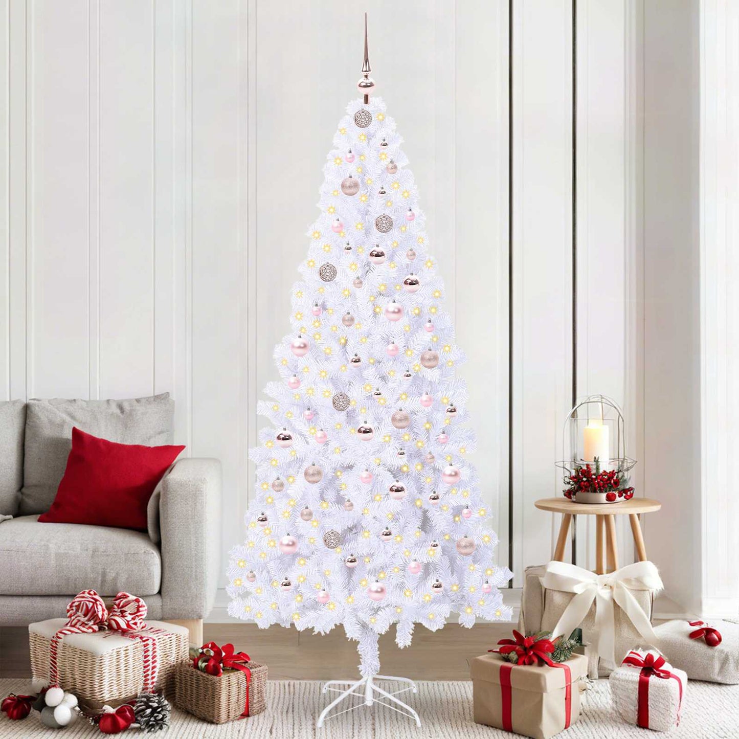 Künstlicher Weihnachtsbaum Weiß 210 cm PVC und Stahl