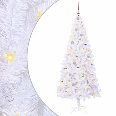 vidaXL Künstlicher Weihnachtsbaum Weiß 210 cm PVC und Stahl