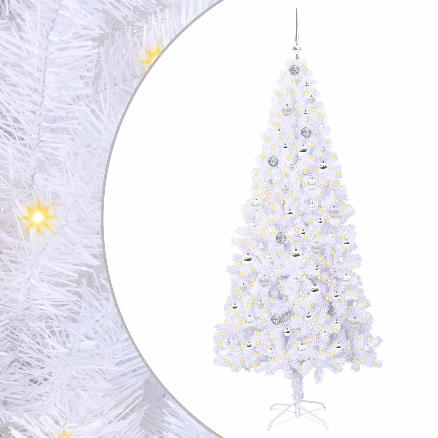 vidaXL Künstlicher Weihnachtsbaum Weiß 210 cm PVC und Stahl