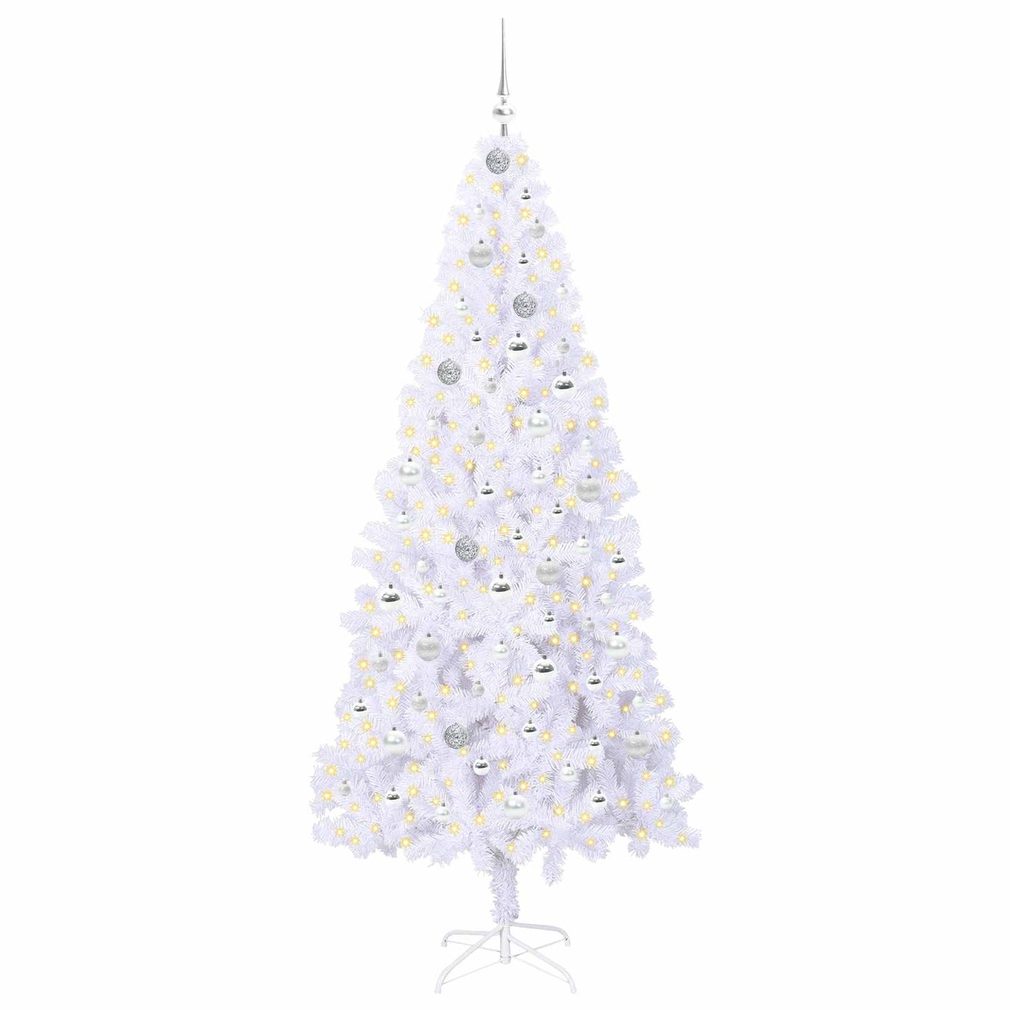 vidaXL Künstlicher Weihnachtsbaum Weiß 210 cm PVC und Stahl