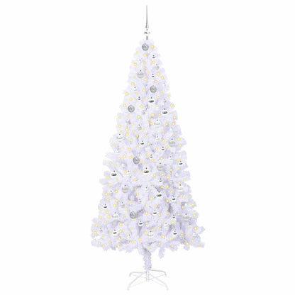 vidaXL Künstlicher Weihnachtsbaum Weiß 210 cm PVC und Stahl