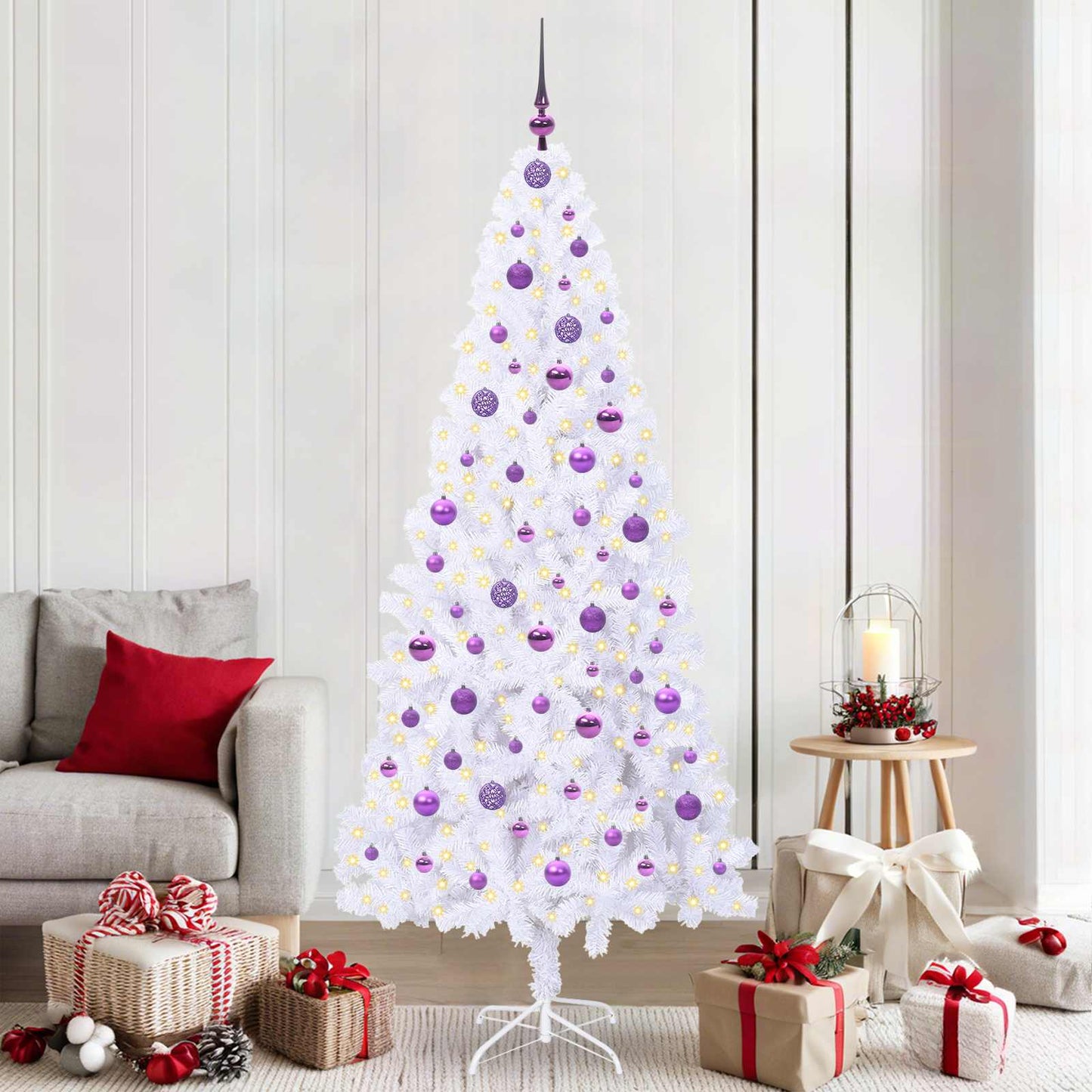 Künstlicher Weihnachtsbaum Weiß 210 cm PVC und Stahl