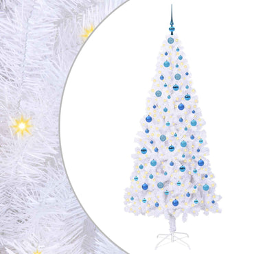 vidaXL Künstlicher Weihnachtsbaum Weiß 210 cm PVC und Stahl
