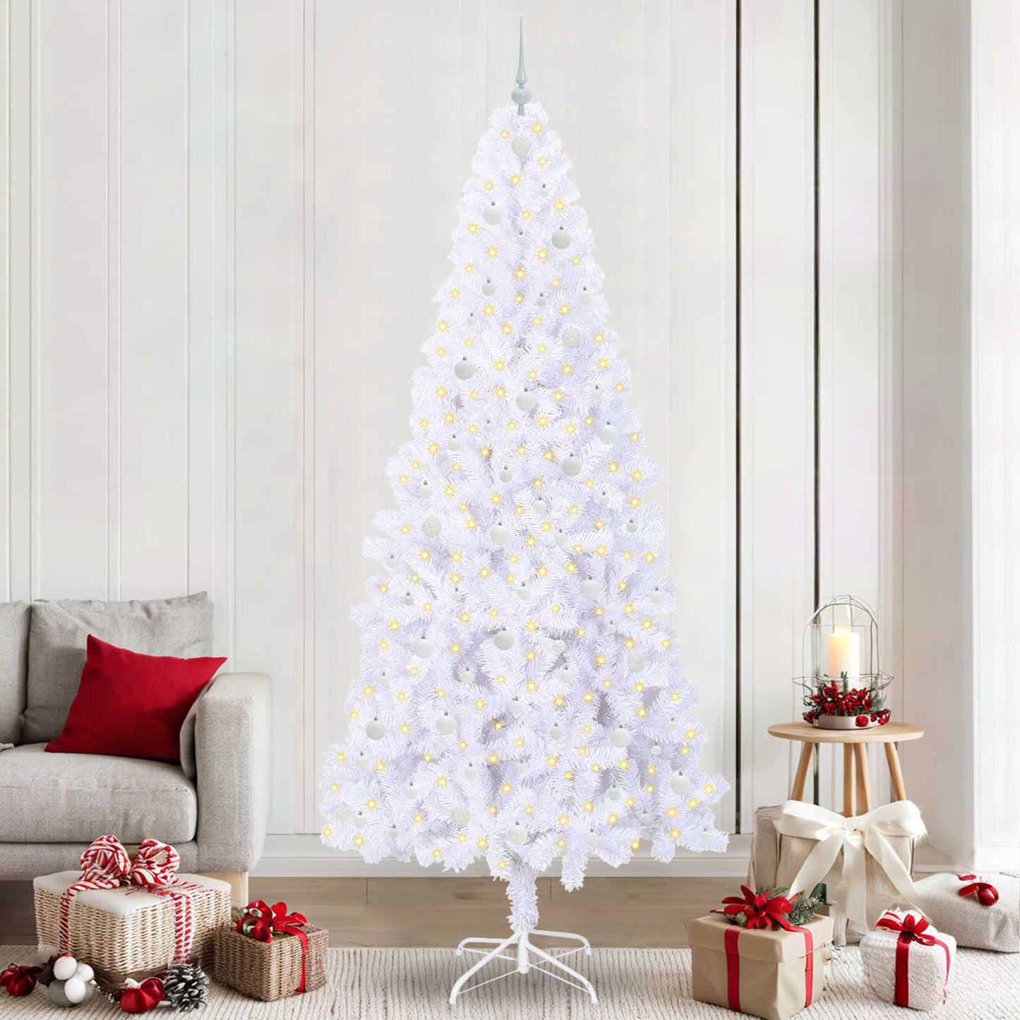 vidaXL Künstlicher Weihnachtsbaum Weiß 240 cm PVC und Stahl