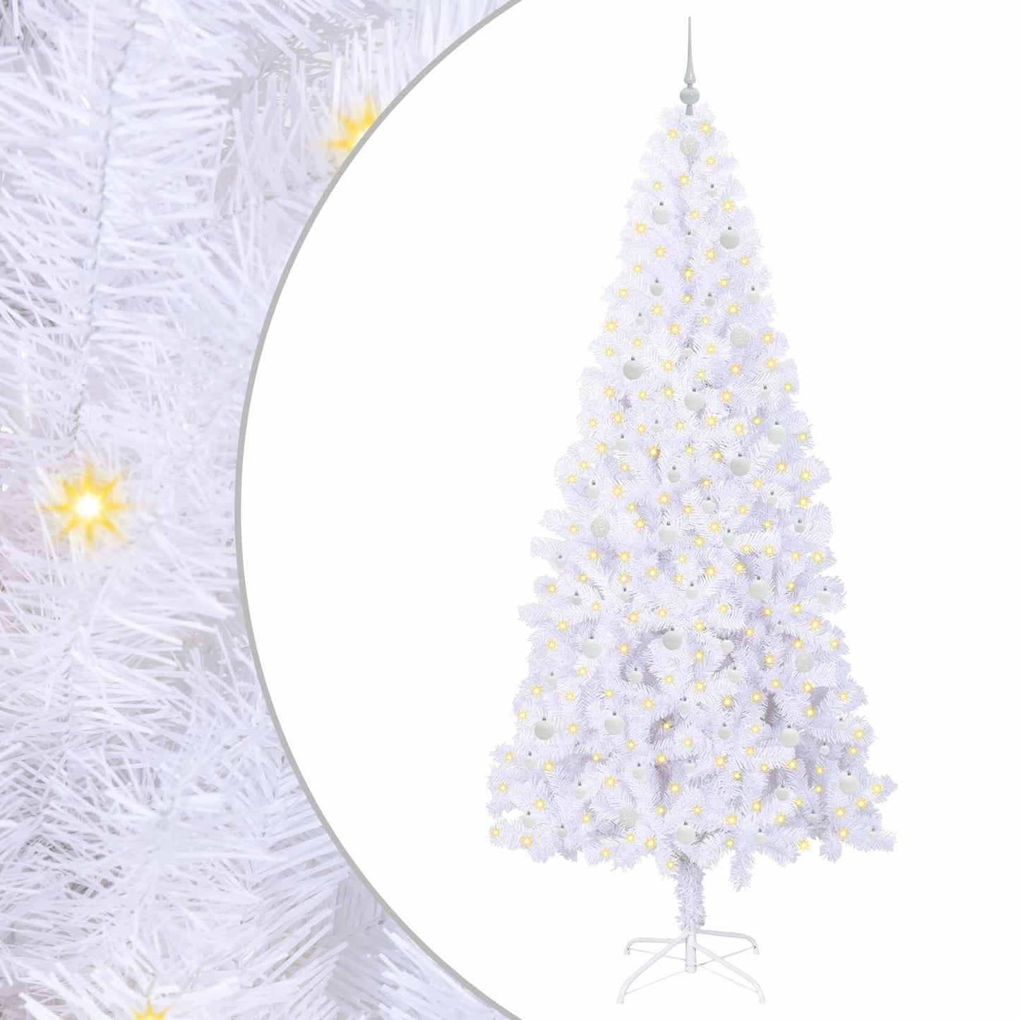 vidaXL Künstlicher Weihnachtsbaum Weiß 240 cm PVC und Stahl