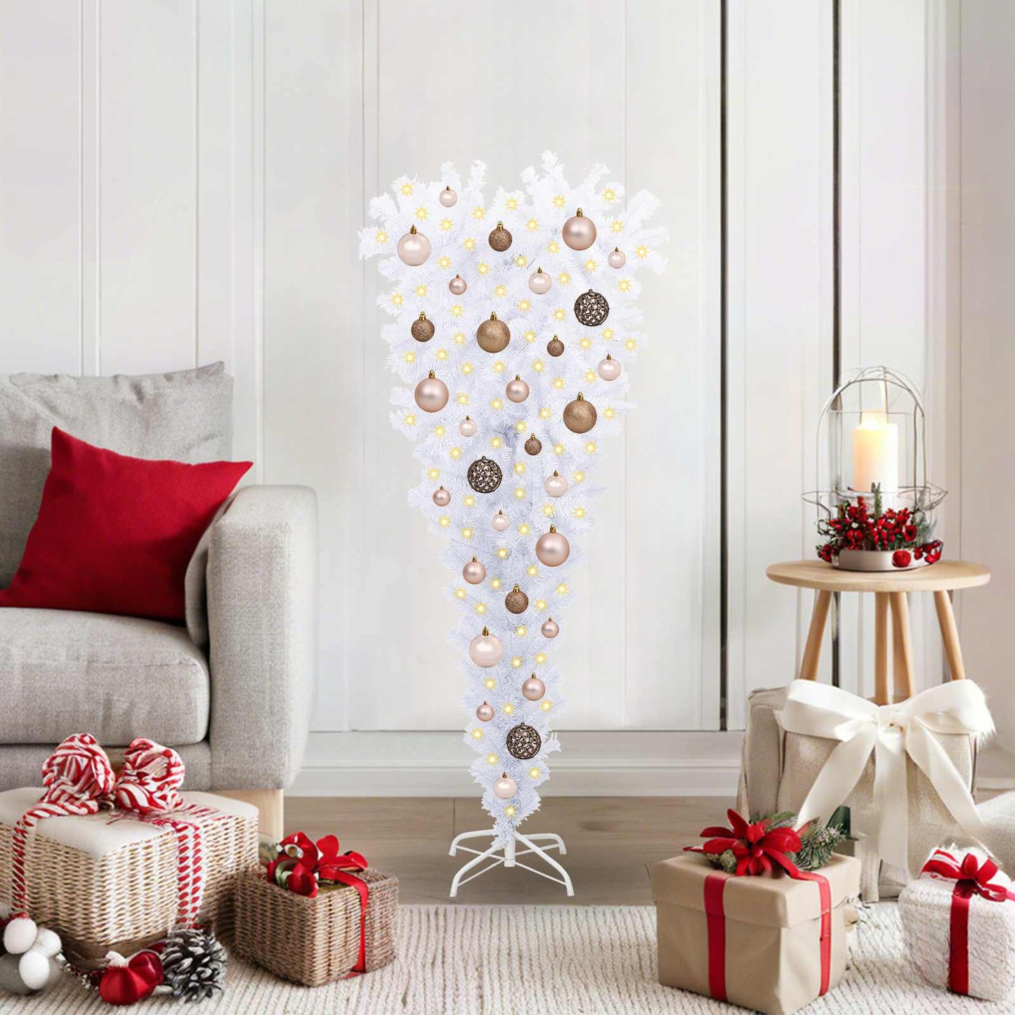 vidaXL Künstlicher Weihnachtsbaum Weiß 120 cm PVC und Stahl