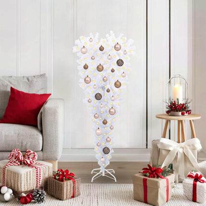 vidaXL Künstlicher Weihnachtsbaum Weiß 120 cm PVC und Stahl