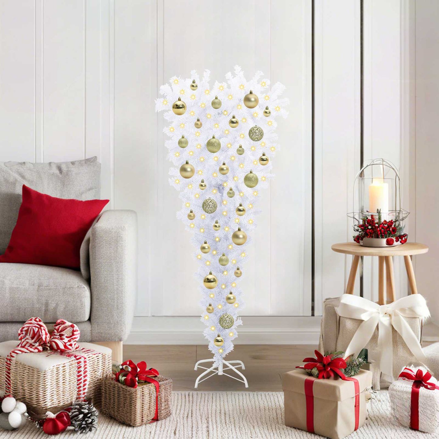 vidaXL Künstlicher Weihnachtsbaum Weiß 120 cm PVC und Stahl