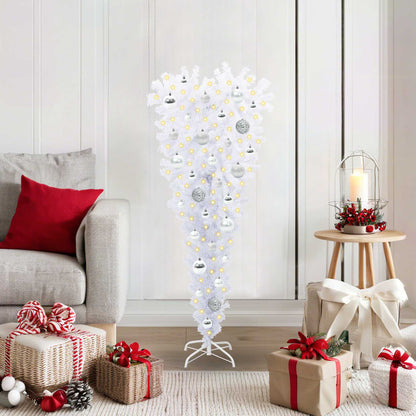 vidaXL Künstlicher Weihnachtsbaum Weiß 120 cm PVC und Stahl