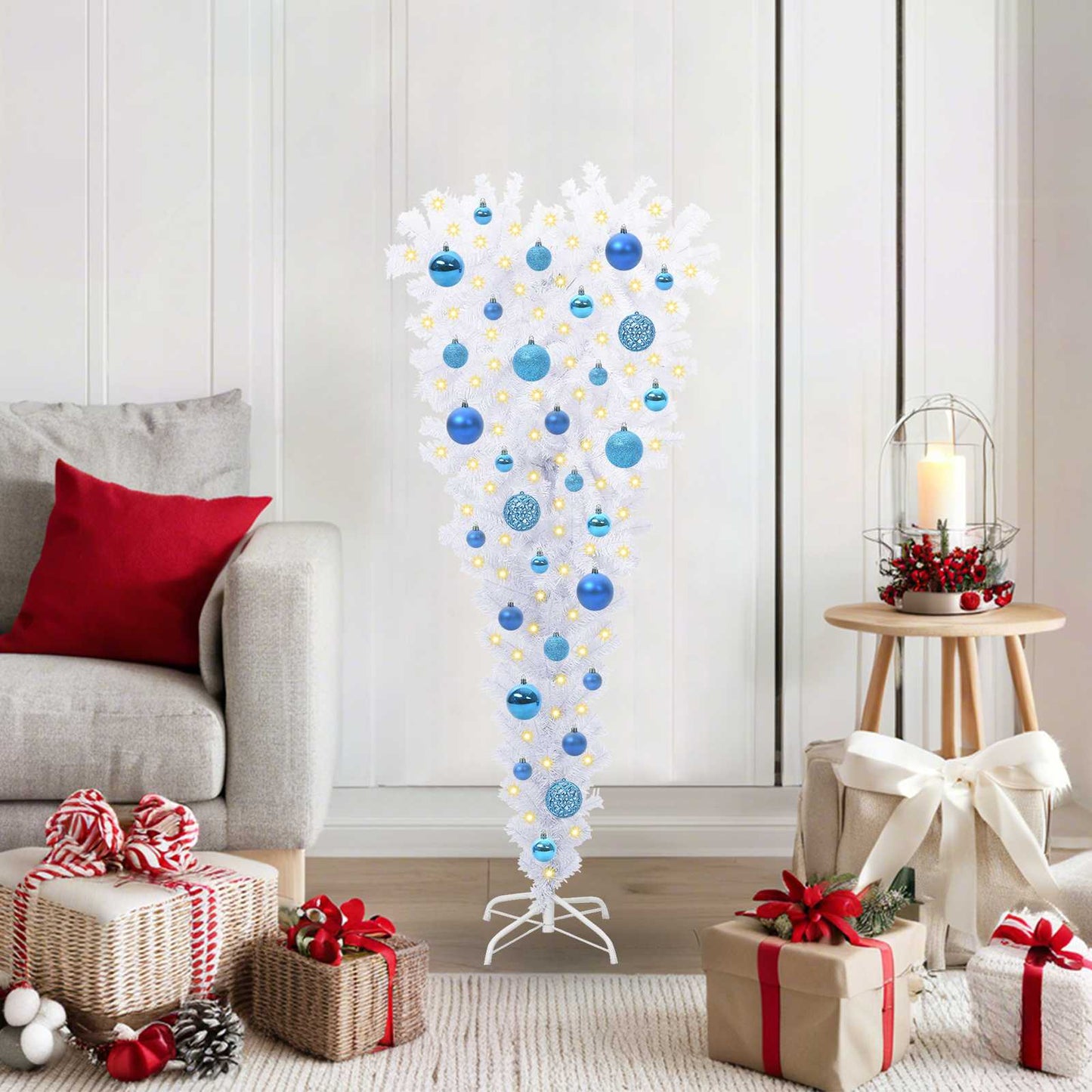 vidaXL Künstlicher Weihnachtsbaum Weiß 120 cm PVC und Stahl
