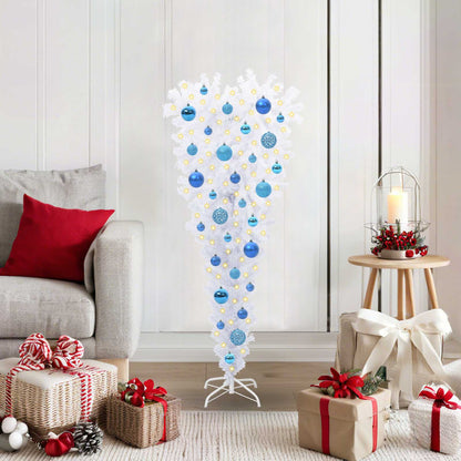 vidaXL Künstlicher Weihnachtsbaum Weiß 120 cm PVC und Stahl