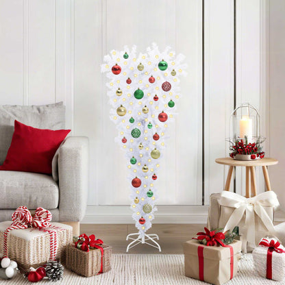 vidaXL Künstlicher Weihnachtsbaum Weiß 120 cm PVC und Stahl