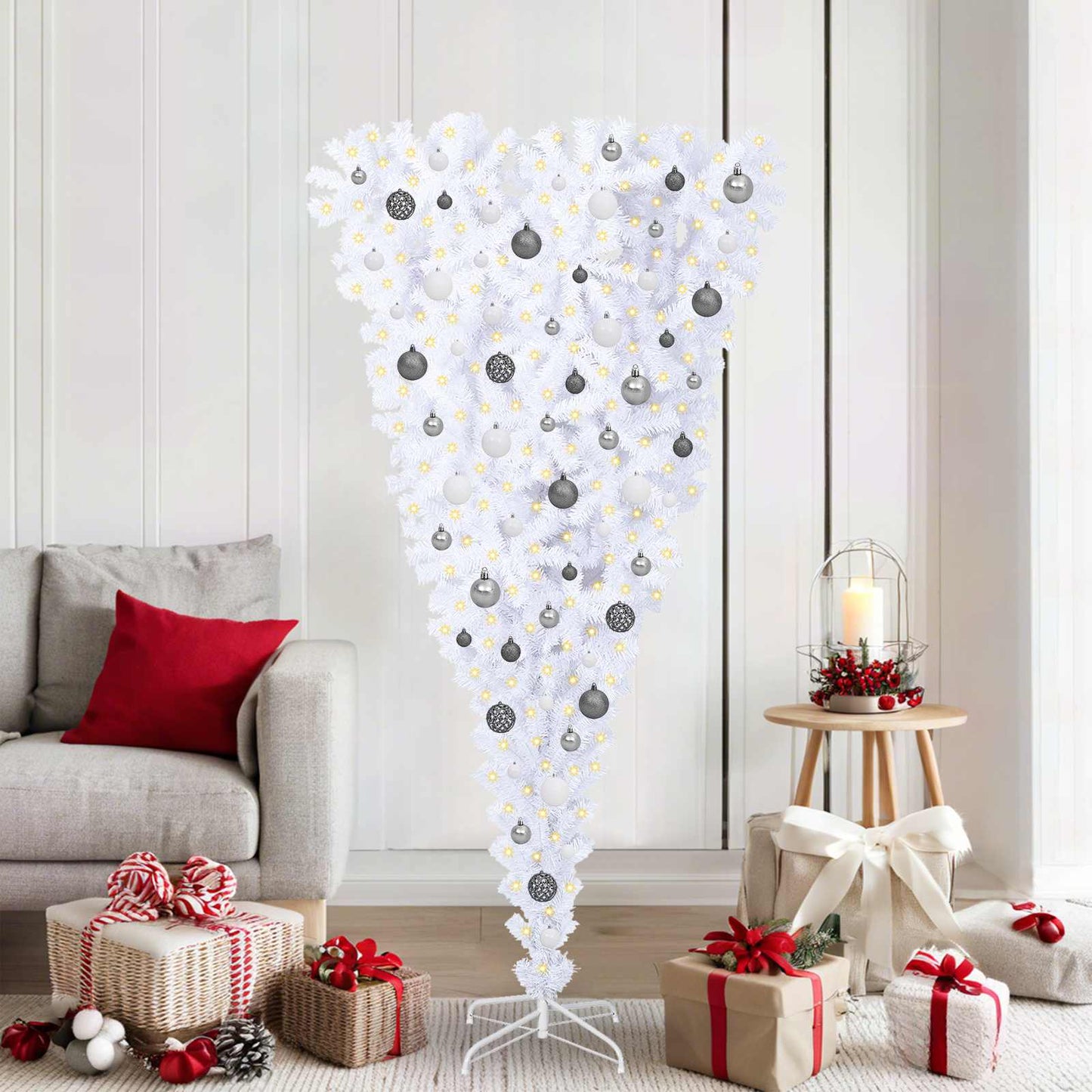 vidaXL Künstlicher Weihnachtsbaum Weiß 180 cm PVC und Stahl