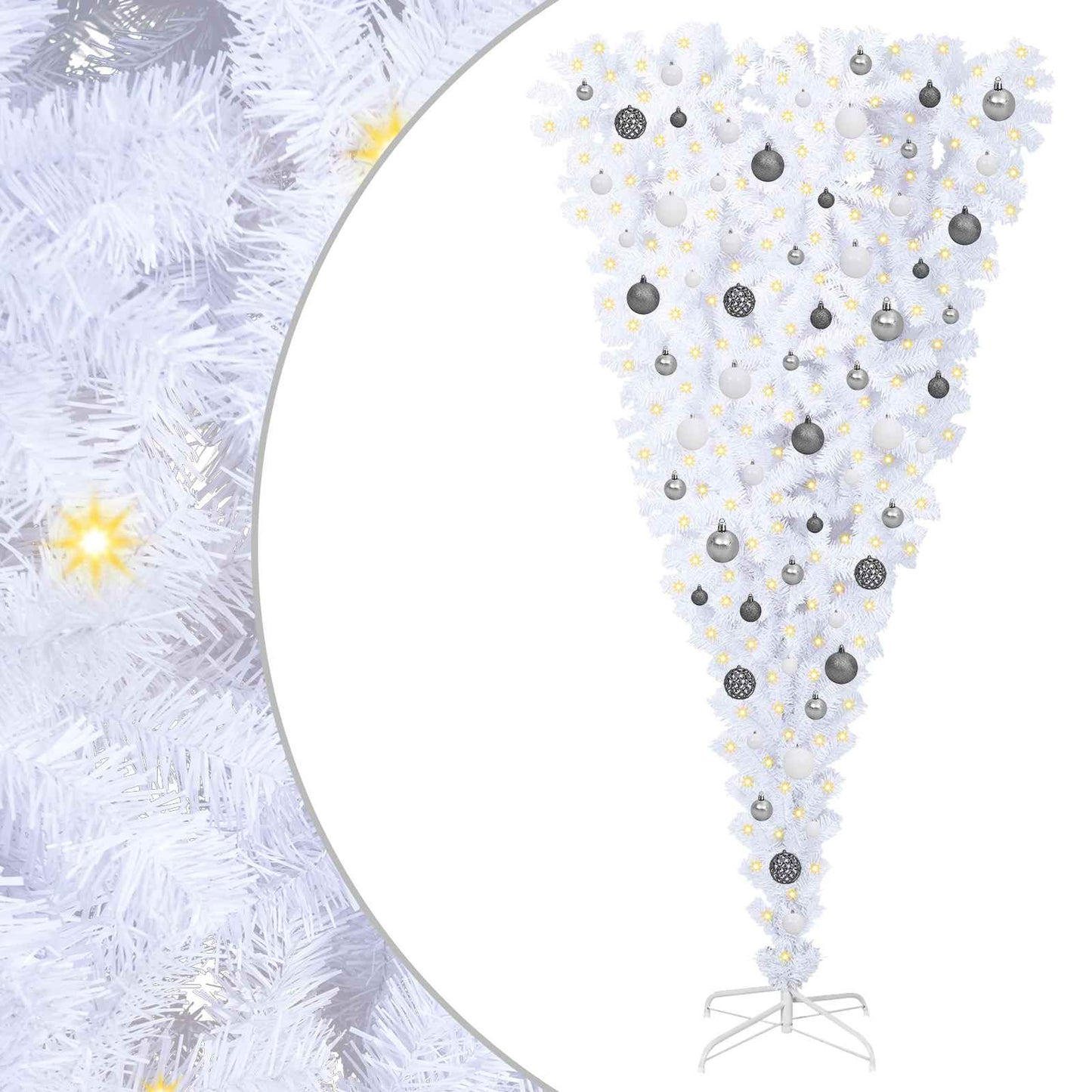 vidaXL Künstlicher Weihnachtsbaum Weiß 180 cm PVC und Stahl