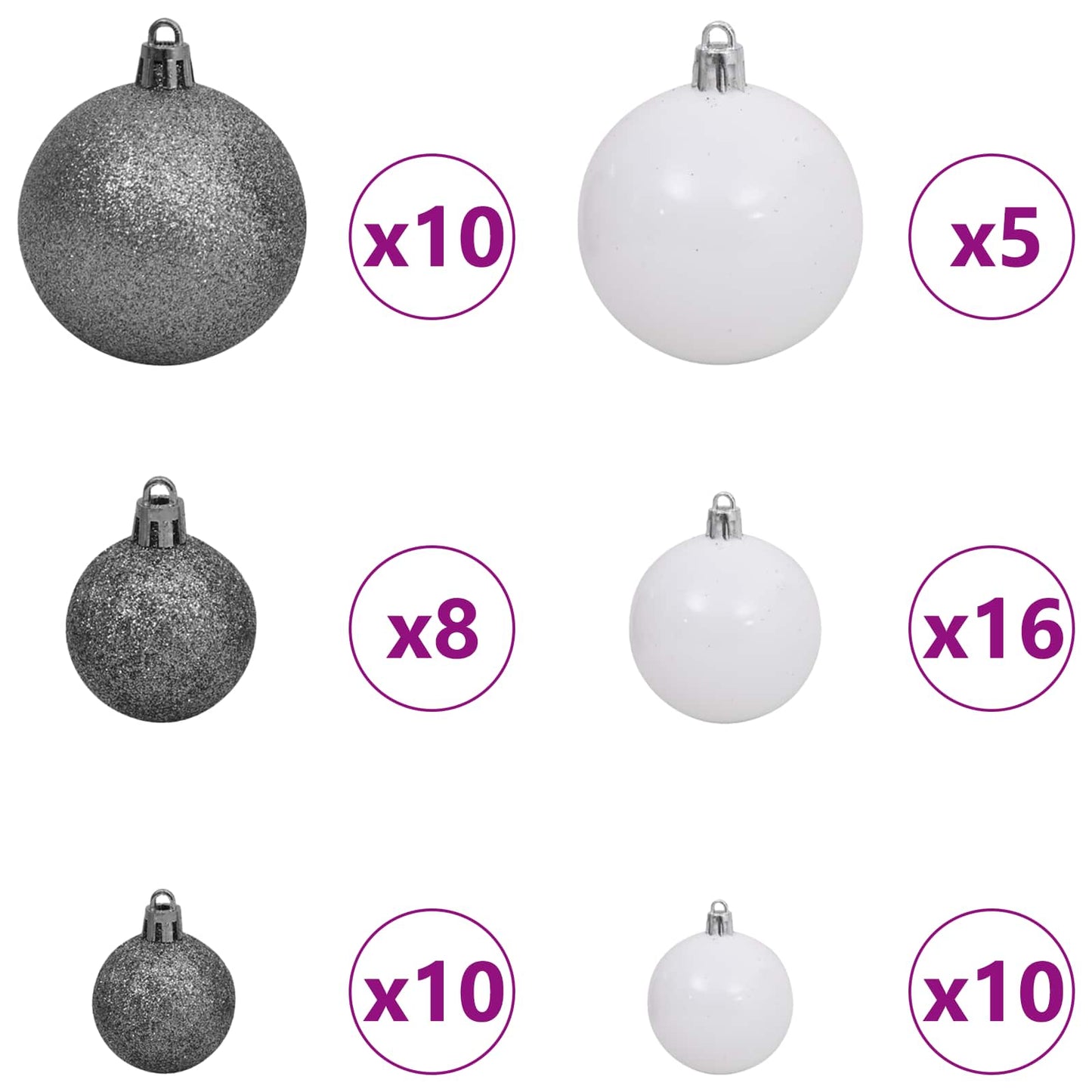 vidaXL Künstlicher Weihnachtsbaum Weiß 180 cm PVC und Stahl
