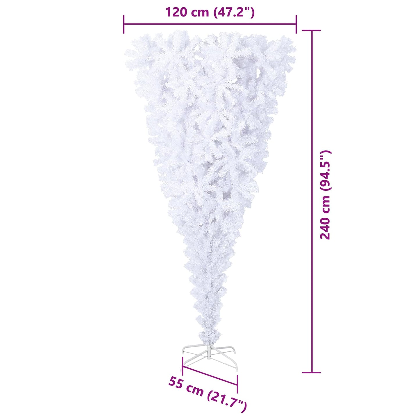vidaXL Künstlicher Weihnachtsbaum Weiß 240 cm PVC und Stahl