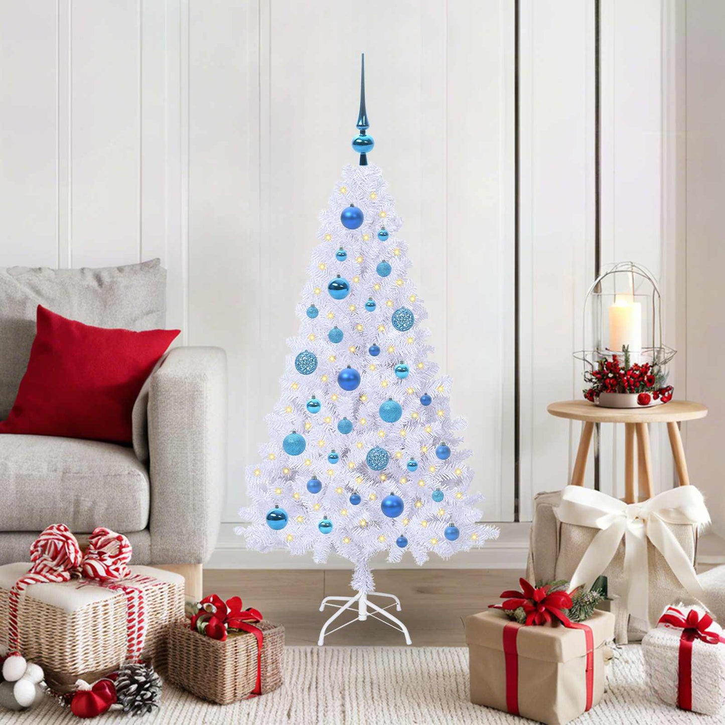 vidaXL Künstlicher Weihnachtsbaum Weiß 120 cm PVC und Stahl