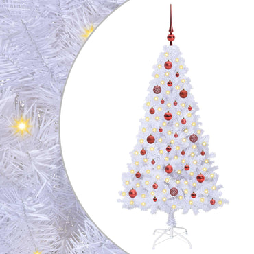 vidaXL Künstlicher Weihnachtsbaum Weiß 150 cm PVC und Stahl