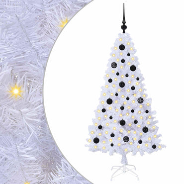 vidaXL Künstlicher Weihnachtsbaum Weiß 150 cm PVC und Stahl