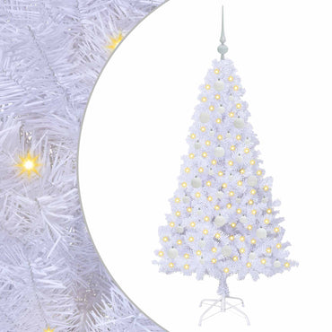 vidaXL Künstlicher Weihnachtsbaum Weiß 150 cm PVC und Stahl