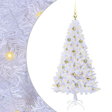 vidaXL Künstlicher Weihnachtsbaum Weiß 150 cm PVC und Stahl