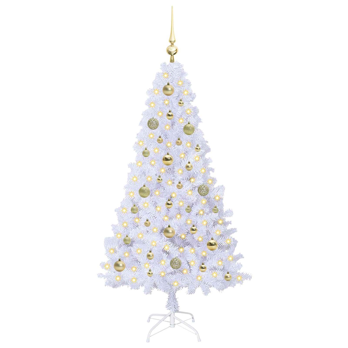 vidaXL Künstlicher Weihnachtsbaum Weiß 150 cm PVC und Stahl