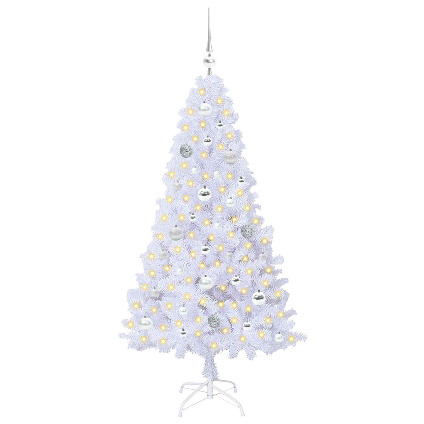 vidaXL Künstlicher Weihnachtsbaum Weiß 150 cm PVC und Stahl