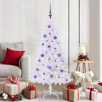 vidaXL Künstlicher Weihnachtsbaum Weiß 150 cm PVC und Stahl
