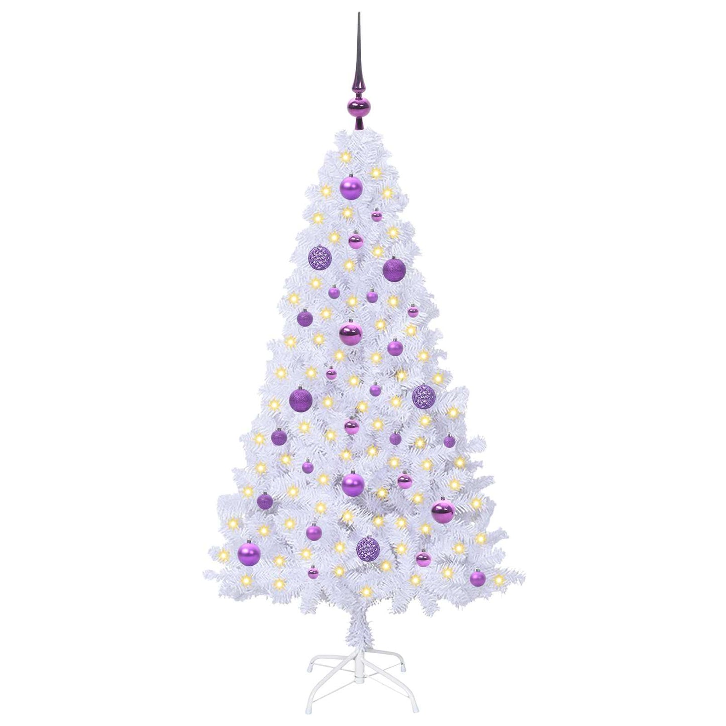 vidaXL Künstlicher Weihnachtsbaum Weiß 150 cm PVC und Stahl