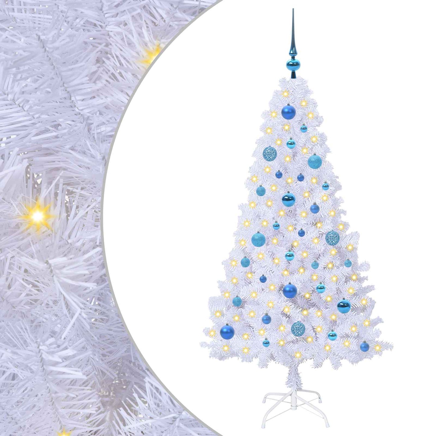 vidaXL Künstlicher Weihnachtsbaum Weiß 150 cm PVC und Stahl