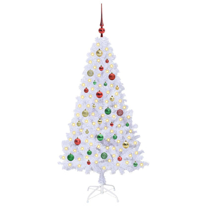 vidaXL Künstlicher Weihnachtsbaum Weiß 150 cm PVC und Stahl