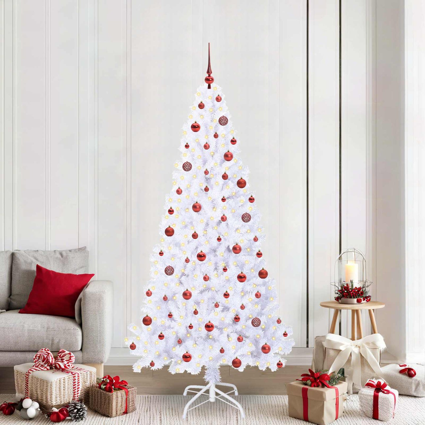 vidaXL Künstlicher Weihnachtsbaum Weiß 210 cm PVC und Stahl