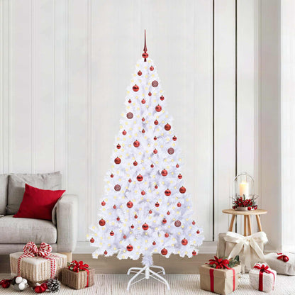 vidaXL Künstlicher Weihnachtsbaum Weiß 210 cm PVC und Stahl