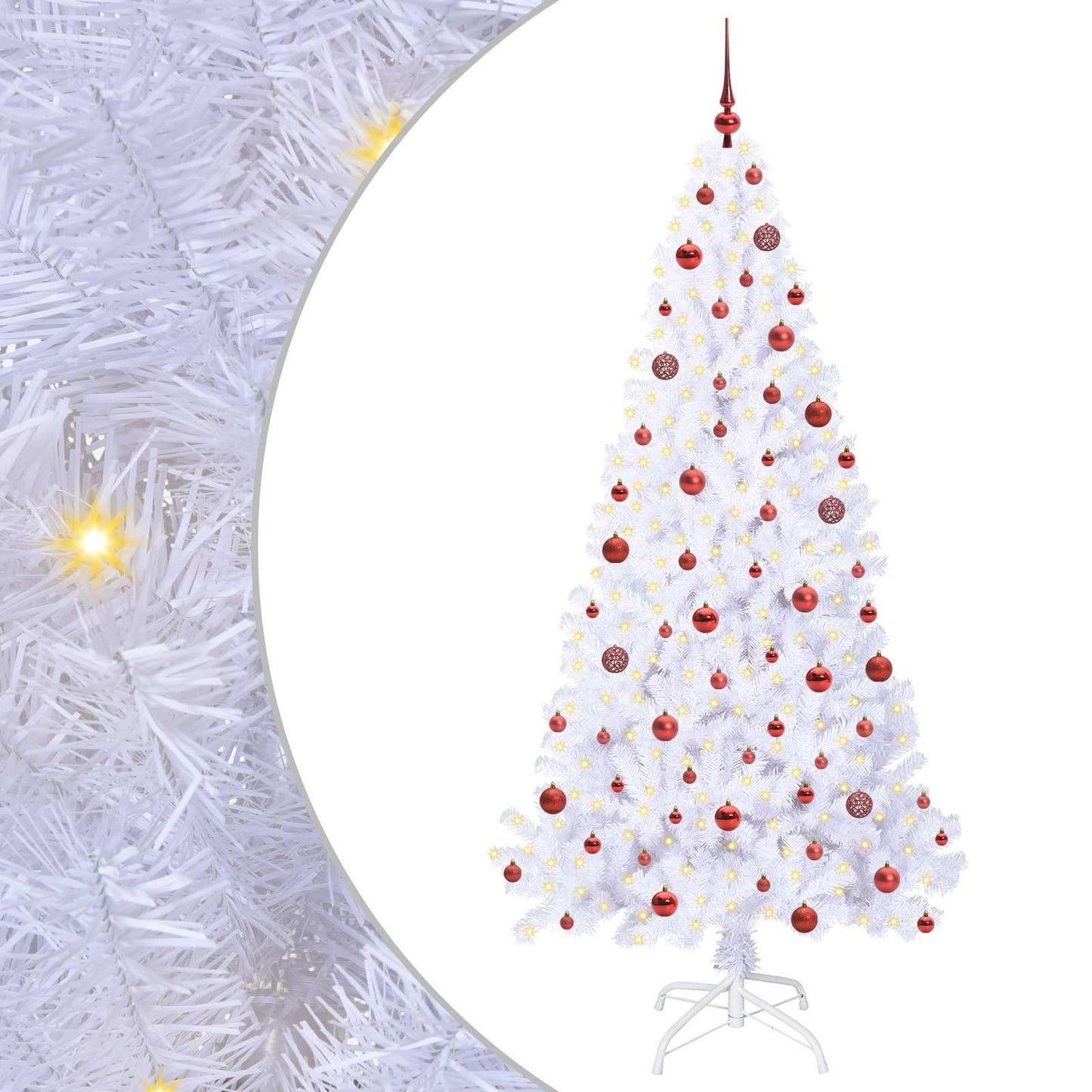 vidaXL Künstlicher Weihnachtsbaum Weiß 210 cm PVC und Stahl