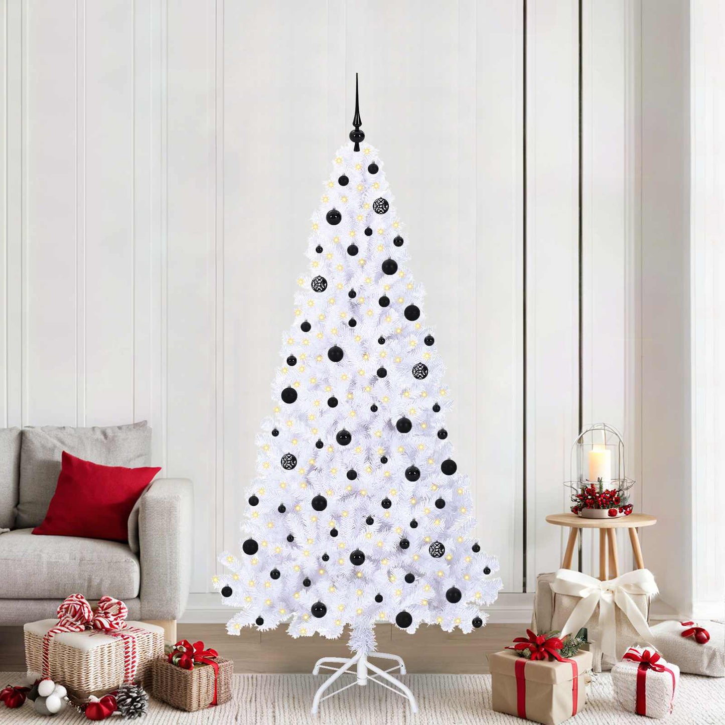 vidaXL Künstlicher Weihnachtsbaum Weiß 210 cm PVC und Stahl