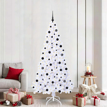 vidaXL Künstlicher Weihnachtsbaum Weiß 210 cm PVC und Stahl