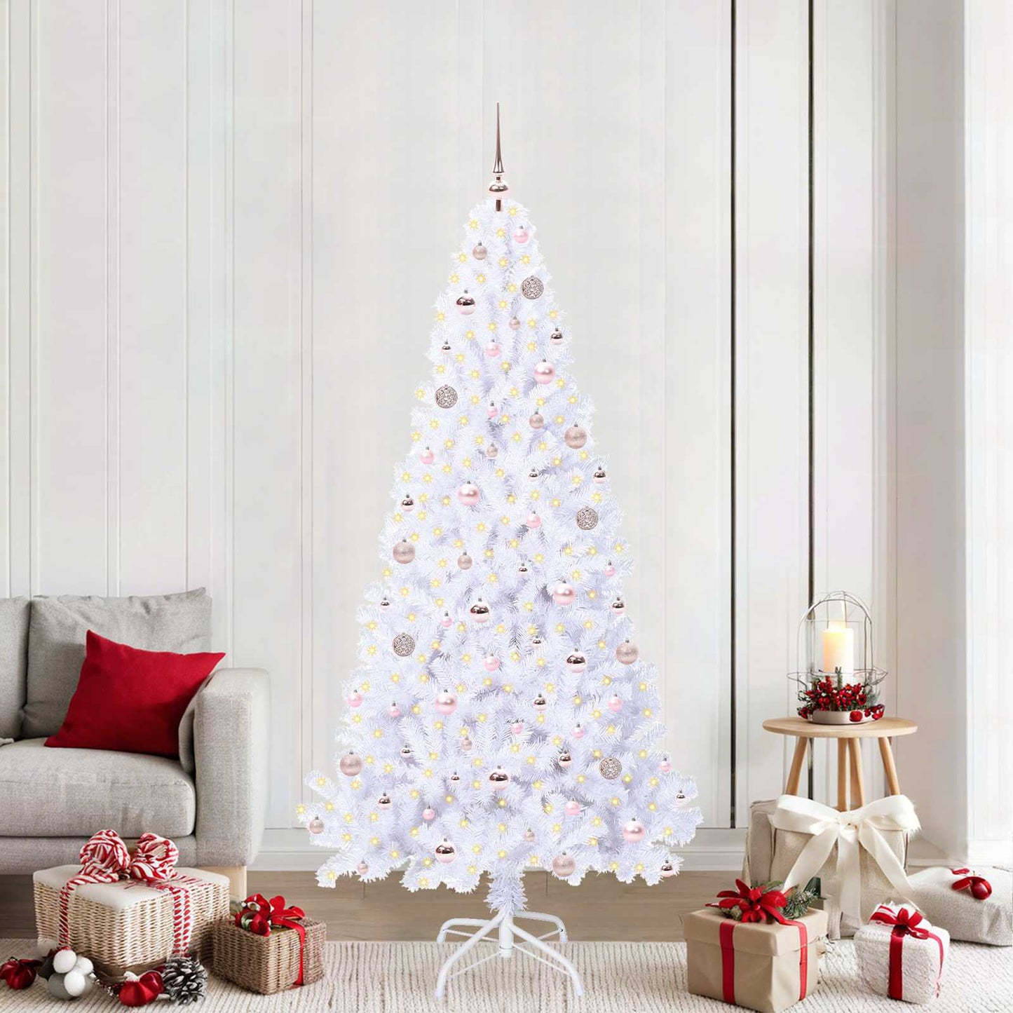 vidaXL Künstlicher Weihnachtsbaum Weiß 210 cm PVC und Stahl
