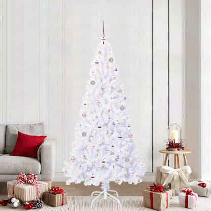 vidaXL Künstlicher Weihnachtsbaum Weiß 210 cm PVC und Stahl