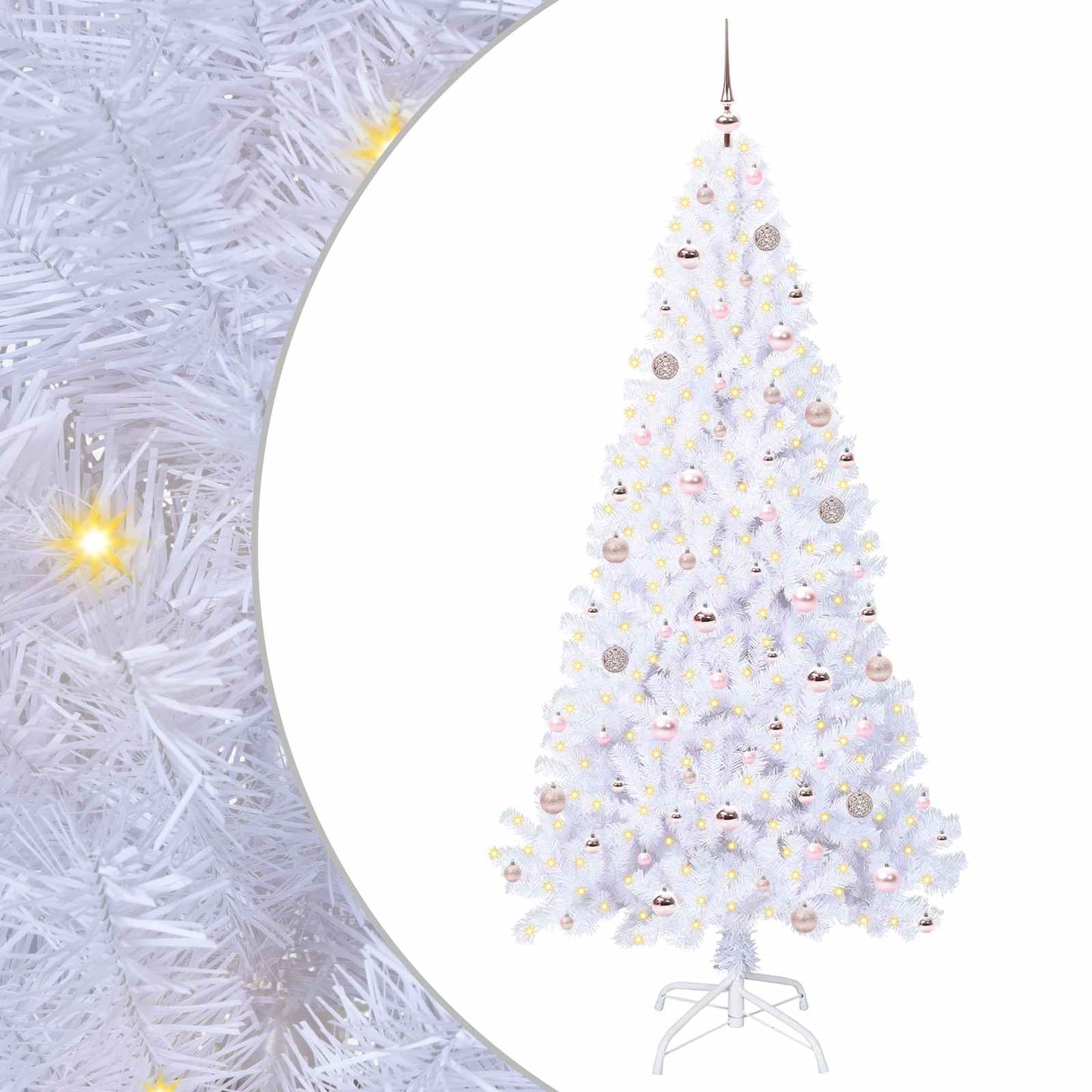 vidaXL Künstlicher Weihnachtsbaum Weiß 210 cm PVC und Stahl