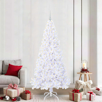 vidaXL Künstlicher Weihnachtsbaum Weiß 210 cm PVC und Stahl